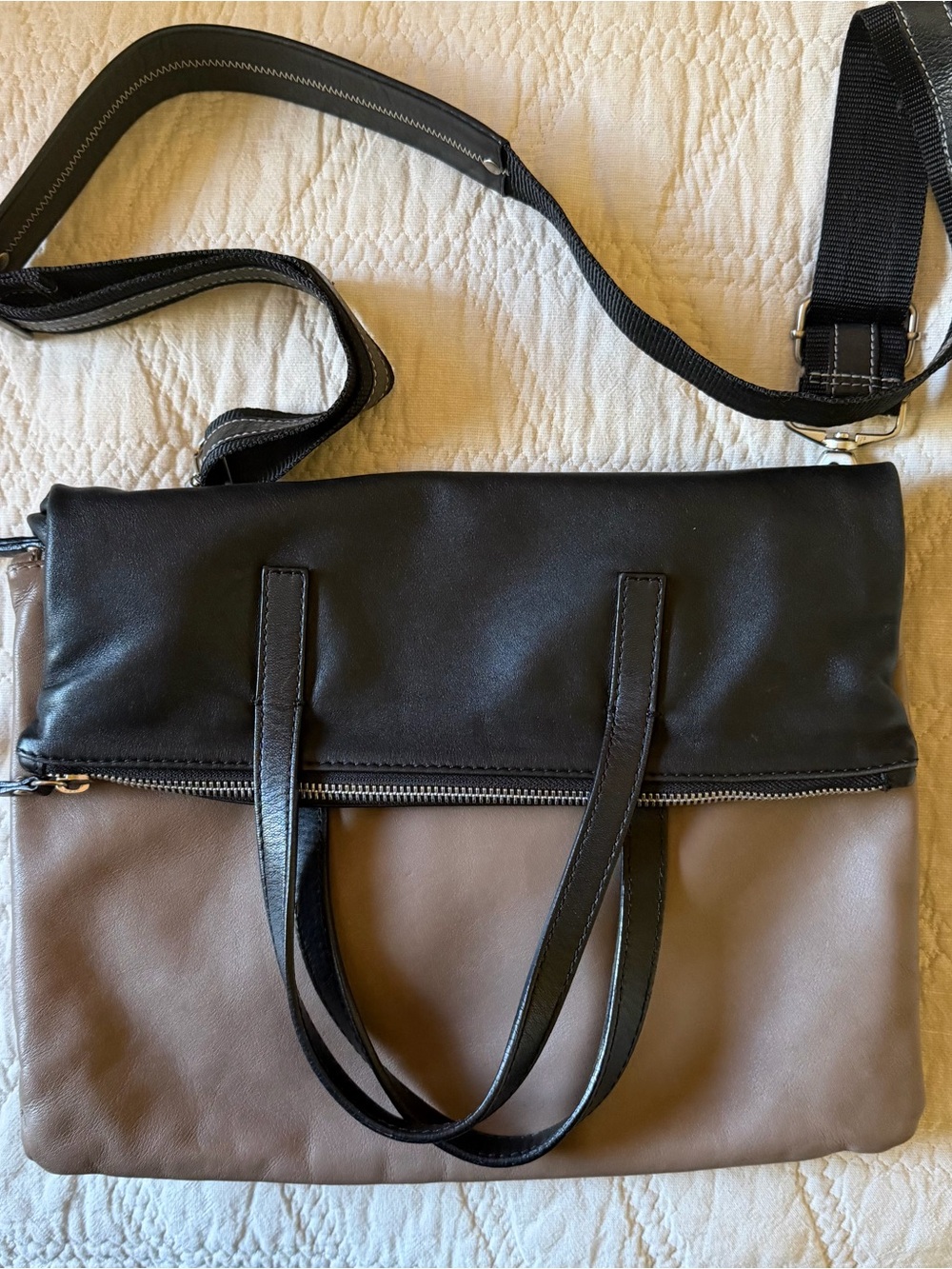 Gianni Chiarini Two-Tone Black and Taupe Women's Convertible Crossbody Bag